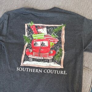 Southern Couture Dark Gray Tee with Red Holiday Truck XL